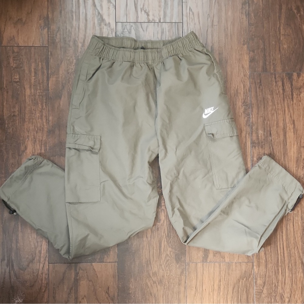 Nike Womens Green Cargo Pants Size S Regular Cotton/Nylon Elastic Waist Pockets